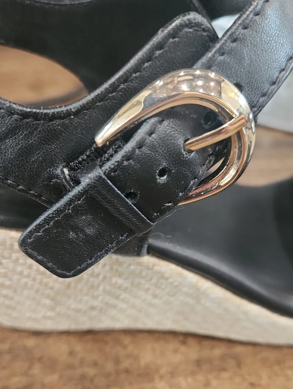 Naturalizer Black Wedge Sandals with Ankle Strap